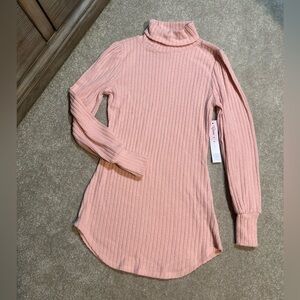 CRAVE FAME Women’s Pink Knit Fitted Curved Hem Long Sleeve Sweater XS